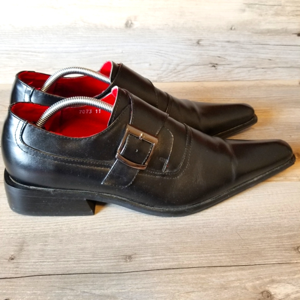 Zota Leather Monk Strap Pointed Square Toe Dress Shoes